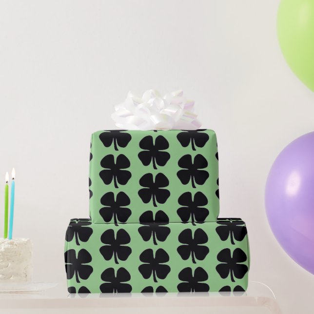 Cadeau Papier d'emballage noir mat vert Clover (Cadeaux de fête)