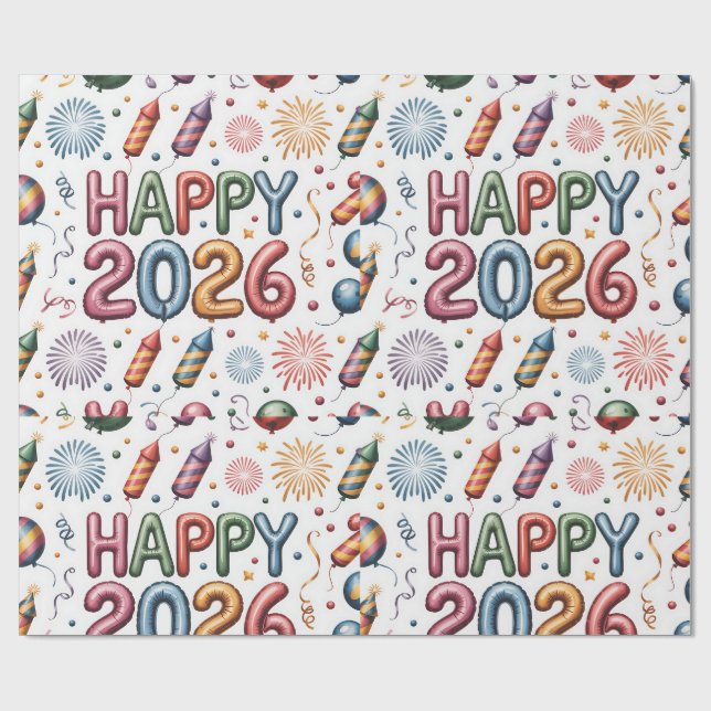 Cadeau Papier d'emballage-Nouvel An 2026 (Plat)