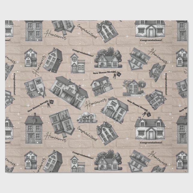 Cadeau Papier d'emballage Nouvelle Maison (Plat)