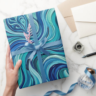 Cadeau Papier d'emballage Ocean Blue Melt Gousses Abstrai