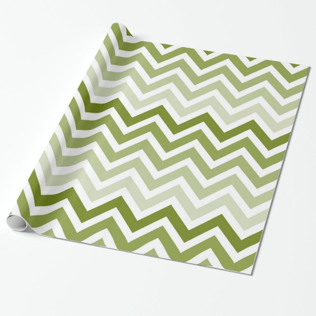 Cadeau Papier d'emballage olive de Chevron Ombre de vert (Déroulé)
