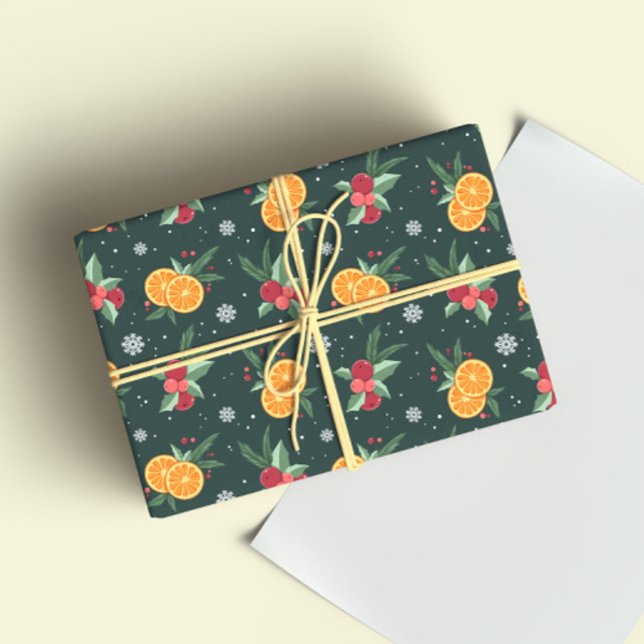 Cadeau Papier d'emballage Oranges de Noël Cosy (Créateur téléchargé)