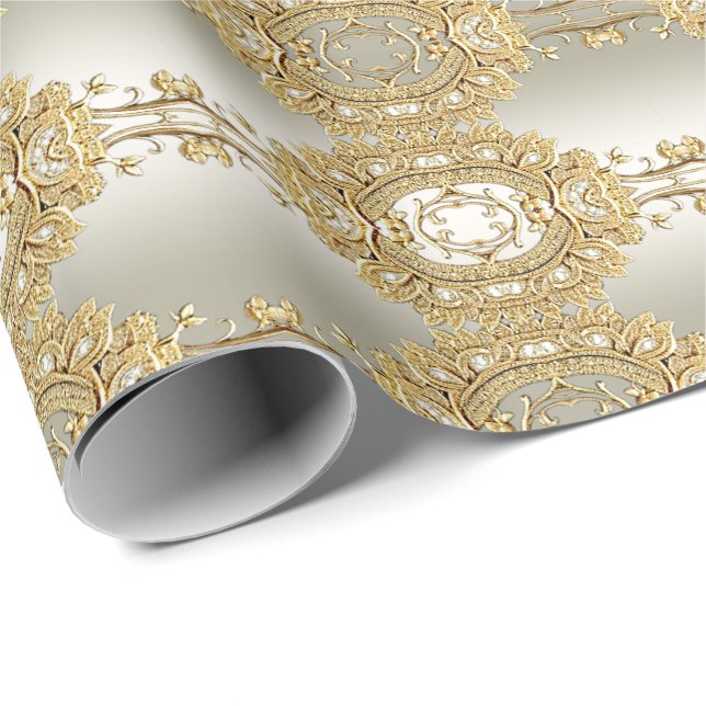 Cadeau Papier d'emballage orné d'or (Coin rond)