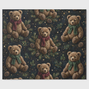 Cadeau Papier d'emballage Ours en peluche et pommes de pi