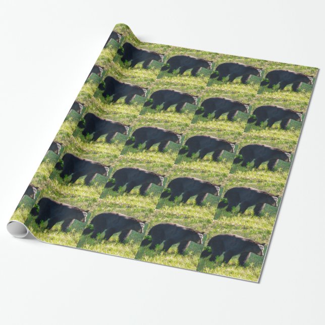 Cadeau Papier d'emballage Ours Papa Noir (Déroulé)