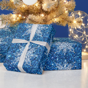 Cadeau Papier d'emballage paillettes et flocons de neige