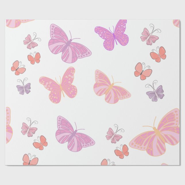 Cadeau papier d'emballage papillon (Plat)