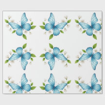 Papier d'emballage papillon bleu