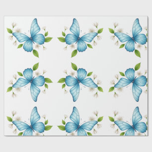 Cadeau Papier d'emballage papillon bleu
