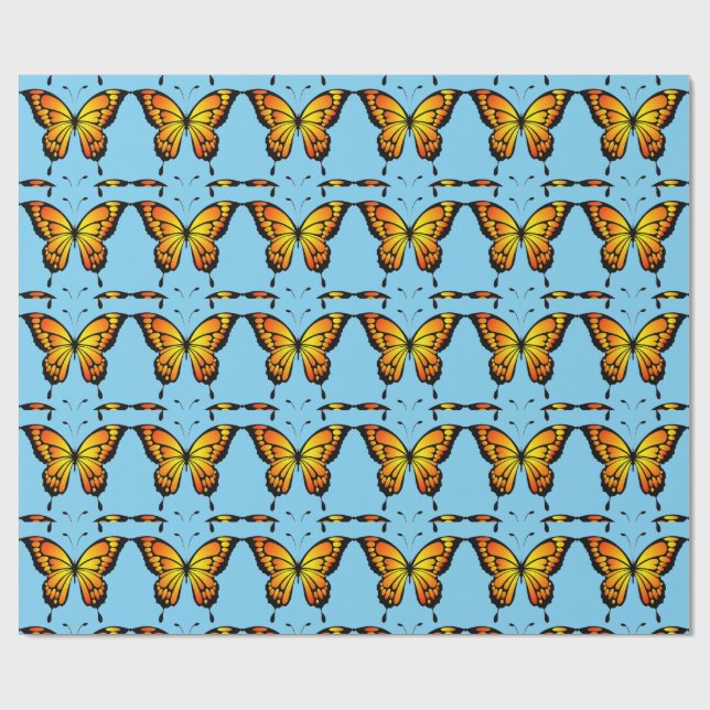 Cadeau Papier d'emballage Papillon Monarque (Plat)