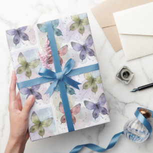 Cadeau Papier d'emballage Papillons à l'aquarelle