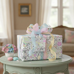 Cadeau Papier d'emballage pastel à motifs cachemire