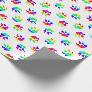 Cadeau Papier d'emballage Patte de Loup Arc-en-Ciel