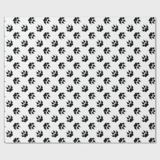 Cadeau Papier d'emballage patte de loup noir et blanc