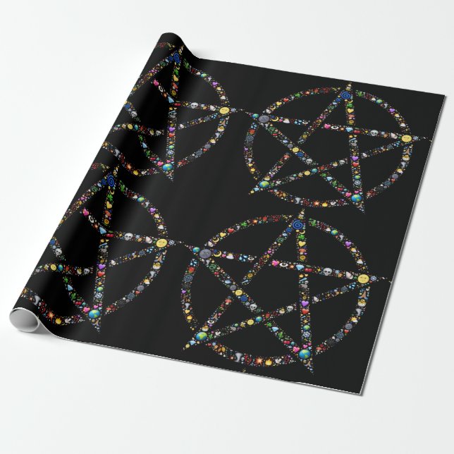 Cadeau papier d'emballage pentagramme wicca (Déroulé)
