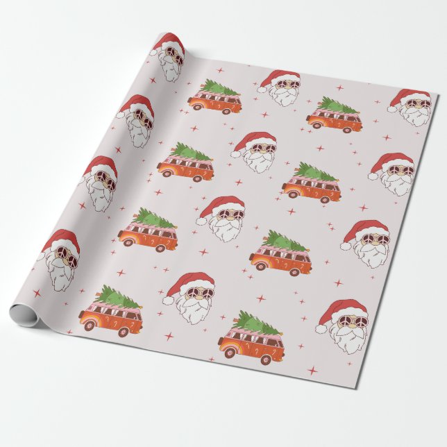 Cadeau papier d'emballage Père Noël pour panneau de paix  (Déroulé)