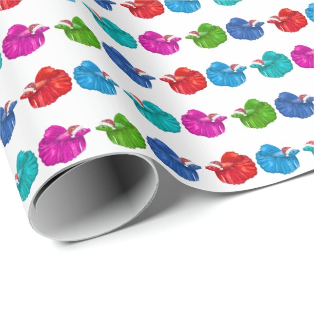 Cadeau Papier d'emballage Pères Noël Betta Fish (Coin rond)