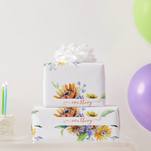 Cadeau Papier d'emballage personnalisé avec des marguerit