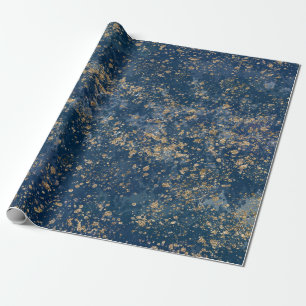 Cadeau Papier d'emballage personnalisé Blue & Gold Splatt