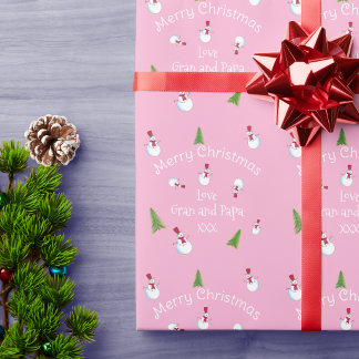 Cadeau Papier d'emballage personnalisé Bonhomme de neige 