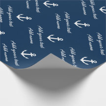 Papier d'emballage personnalisé d'ancre nautique