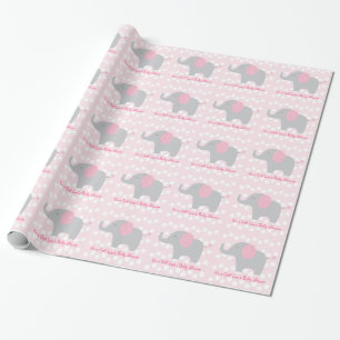 Cadeau Papier d'emballage personnalisé d'éléphant rose