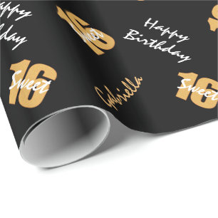 Cadeau Papier d'emballage personnalisé du bonbon 16 noir