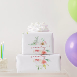 Cadeau Papier d'emballage personnalisé floral aquarelle r