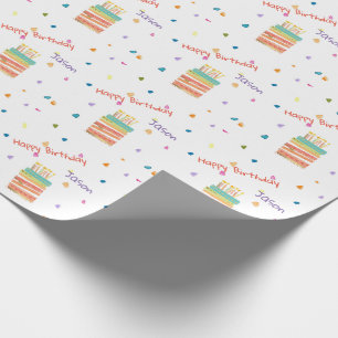 Cadeau Papier d'emballage personnalisé gâteau d'anniversa
