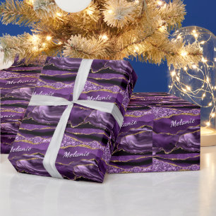 Cadeau Papier d'emballage personnalisé Or Violet