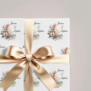 Cadeau Papier d'emballage personnalisé pour mariage de fl