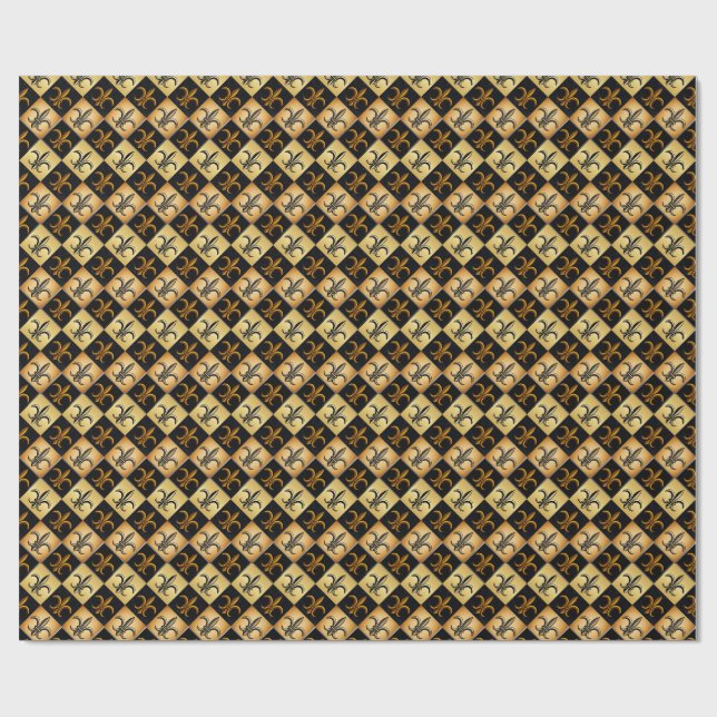 Cadeau Papier d'emballage petit carreau de fleur de lis (Plat)