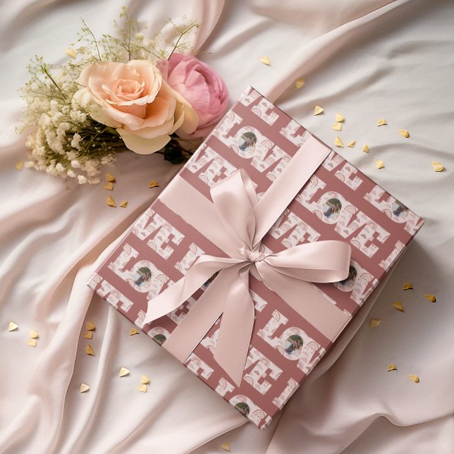 Cadeau Papier d'emballage photo arc-en-ciel Boho Love (Celebrate someone you love with this boho rainbow personalized photo wrapping paper! )