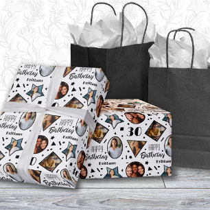Cadeau Papier d'emballage photo nom 30e anniversaire