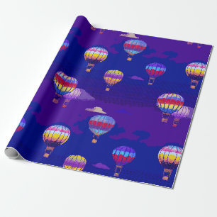 Cadeau Papier d'emballage Pixel Art Montgolfière