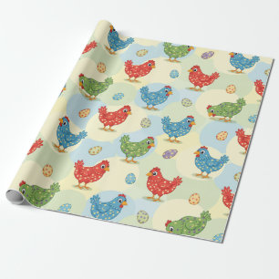 Cadeau Papier d'emballage Poules à pois
