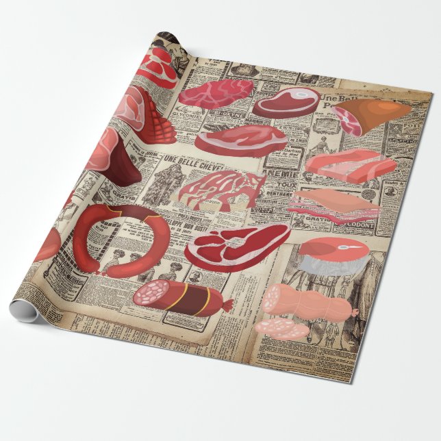 Cadeau papier d'emballage pour amoureux de saucisse (Déroulé)