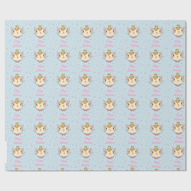 Cadeau Papier d'emballage pour anniversaire de chat (Plat)