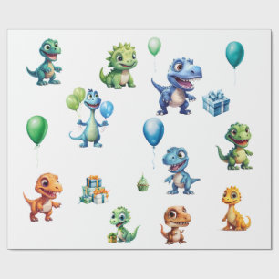 Cadeau Papier d'emballage pour anniversaire de dinosaures