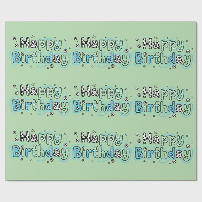 Cadeau Papier d'emballage pour anniversaire de foot-ball  (Plat)