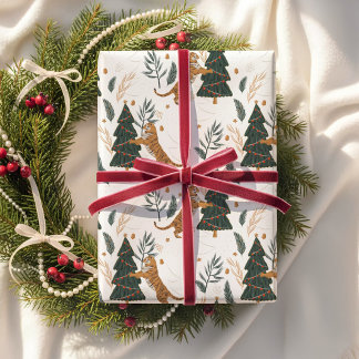 Cadeau Papier d'emballage pour arbre de Noël Vintage Tige