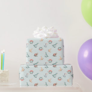 Cadeau Papier d'emballage pour Baby Shower à motif dinosa