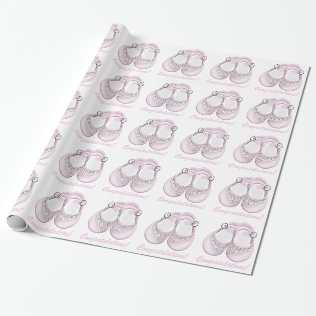 Cadeau Papier d'emballage pour Baby Shower Chaussures Béb (Déroulé)