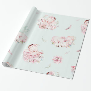 Cadeau Papier d'emballage pour Baby Shower Fille Bébés Aq