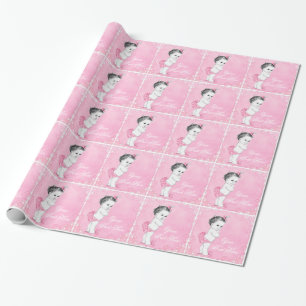 Cadeau Papier d'emballage pour Baby Shower Rose pour Bébé