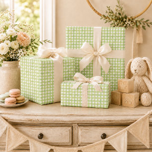 Cadeau Papier d'emballage pour Baby Shower Sage Gingham
