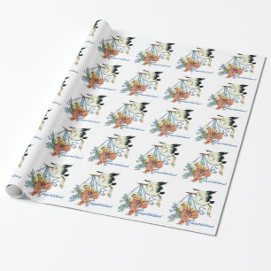 Cadeau Papier d'emballage pour Baby Shower Vintage Blue S
