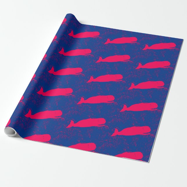 Cadeau papier d'emballage pour baleines rouges (Déroulé)