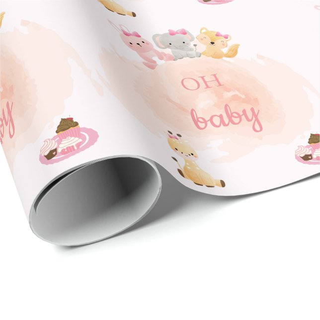 Cadeau Papier d'emballage pour bébé fille (Coin rond)
