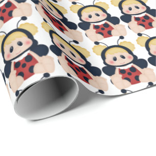 Cadeau Papier d'emballage pour bébé fille Ladybug